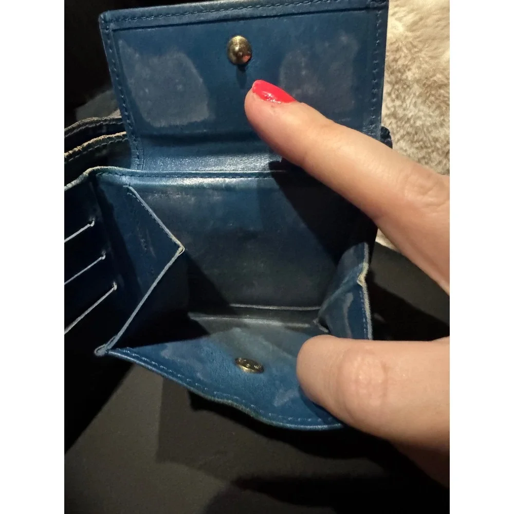 Louis Vuitton Blue Epi Leather Bifold Wallet w/Coin Pouch Authentic Vintage Worn